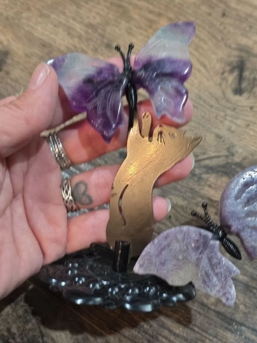 Source Unknown Purple Amethyst Butterfly Cat Décor
